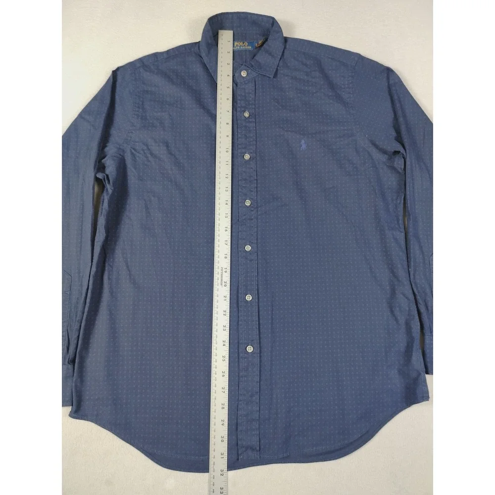 Polo Ralph Lauren Shirt Mens Large Blue Micro Print Button Down Business Casual